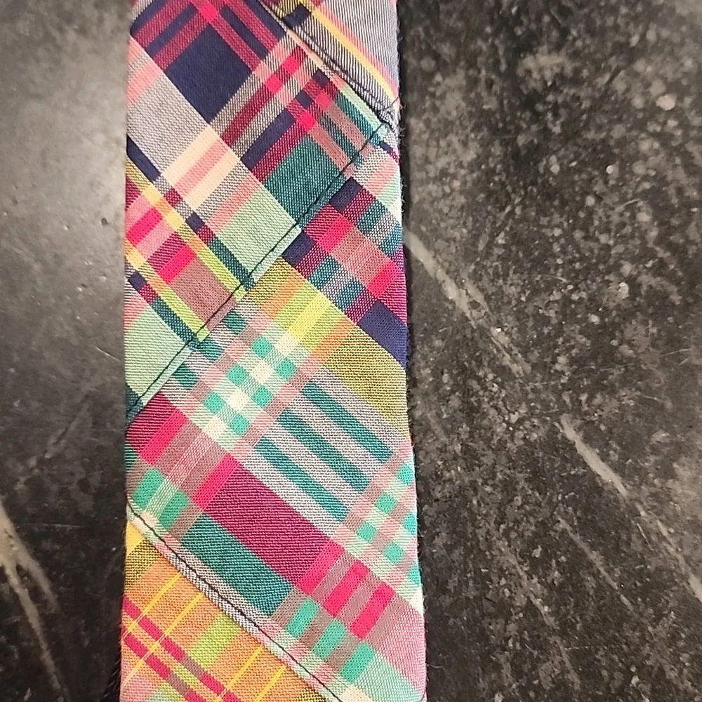 NWT Polo Ralph Lauren Kids Madras Plaid Cotton Tie Made In Italy
